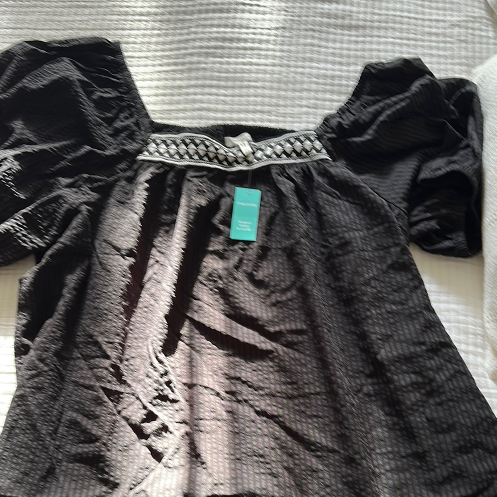 Maurices Black Smocked Embellished Blouse